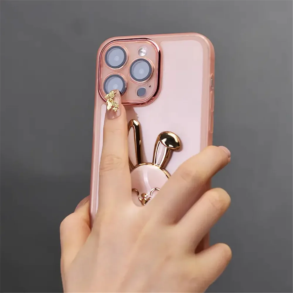 Adorable Rabbit Phone Holder Case - Clear Soft Cover