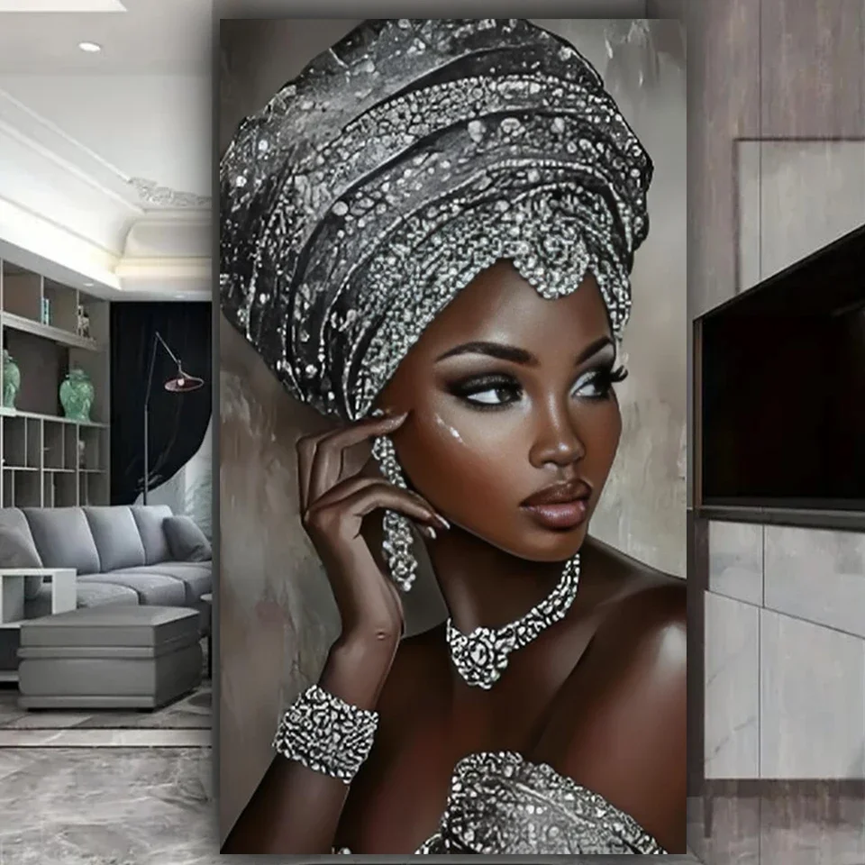 whimsical-silver-elegant-african-woman-diy-diamond-painting-full-drill
