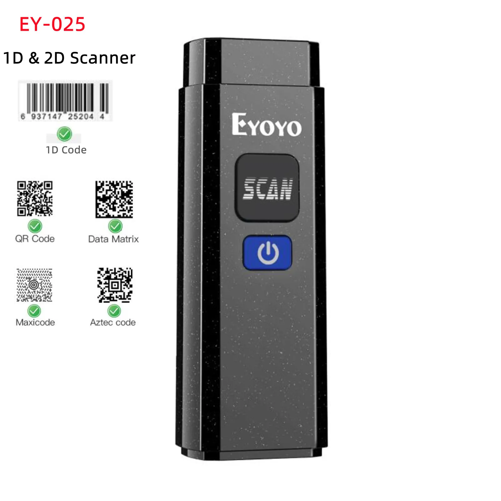 portable document scanner Eyoyo 2D Barcode Bluetooth Scanner Laser 1D QR Bar Code Reader PDF417 Bar Code Scanning for POS, iPad,Android, IOS, Tablets PC hp scan extended Scanners