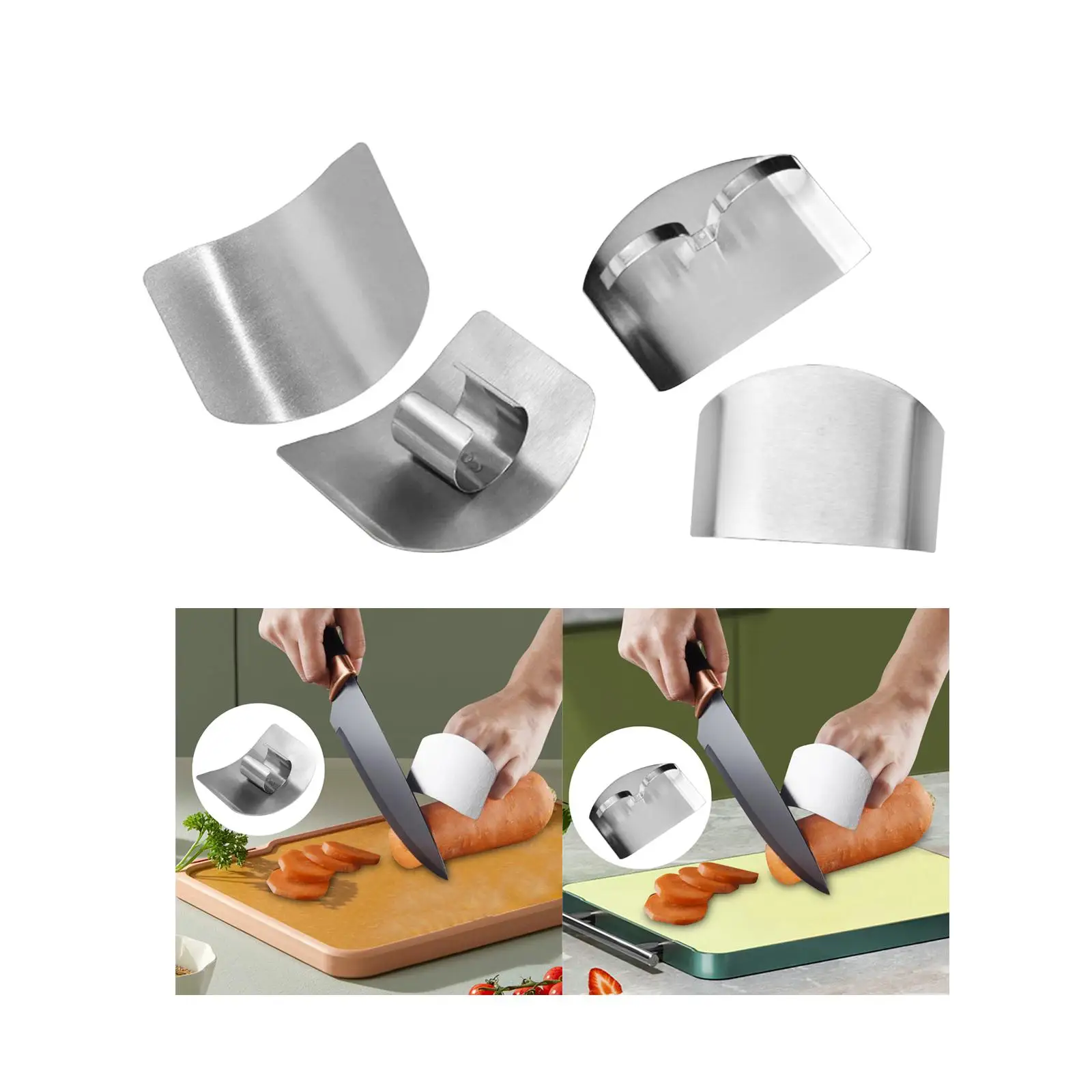 2x Finger Guards for Cutting, Stainless Steel Knife Cutting Finger Protectors Adjustable Safe Slice Hand Guard