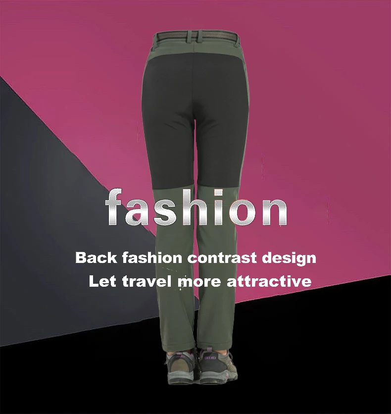 Description Picture 3 of itemLNGXO Fleece Winter Pants Women Waterproof Warm Soft Shell Pants Hiking Trekking Camping Skiing Outdoor Windproof Thick Trousers