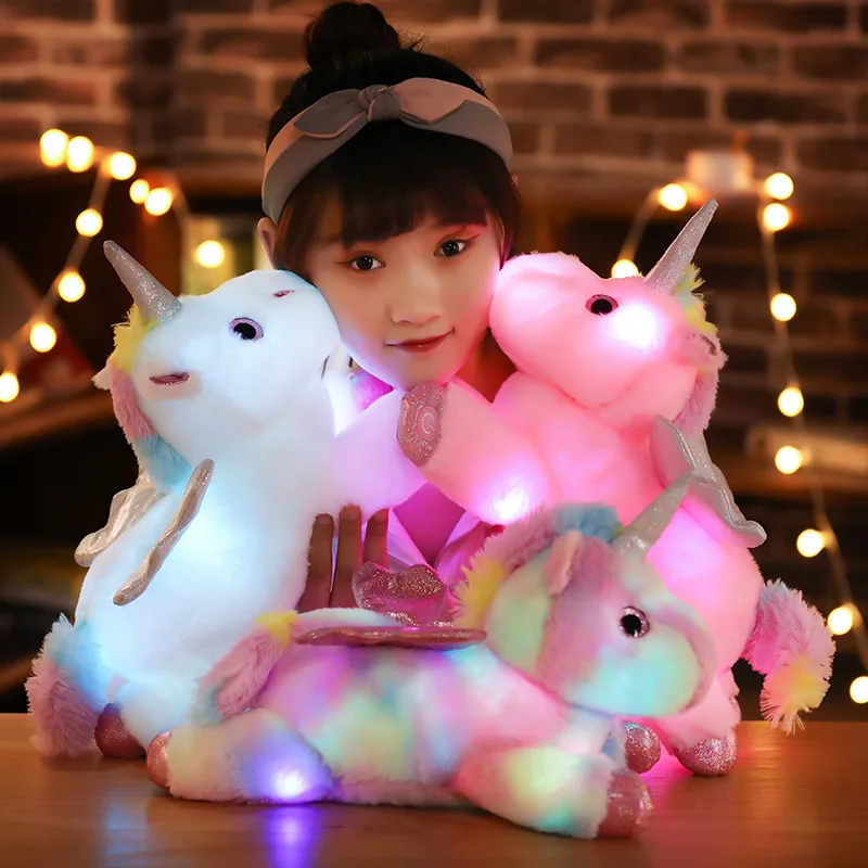 LED Light Unicorn Doll Plush Toys Throw Pillows Stuffed Animals Glowing Toy Girls Chidren plush toy