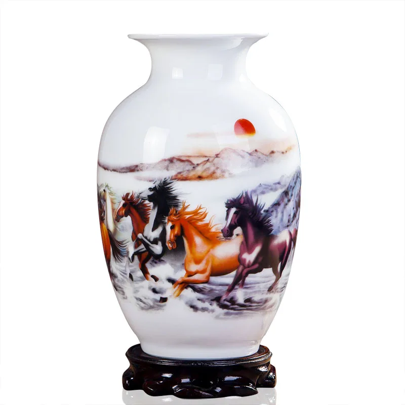 Ceramics Vase for Home Furnishing Decoration, Crafts, Palace Table, Fake Flower Pot, Ornaments, Florero Flower Vase, High 23 cm 3