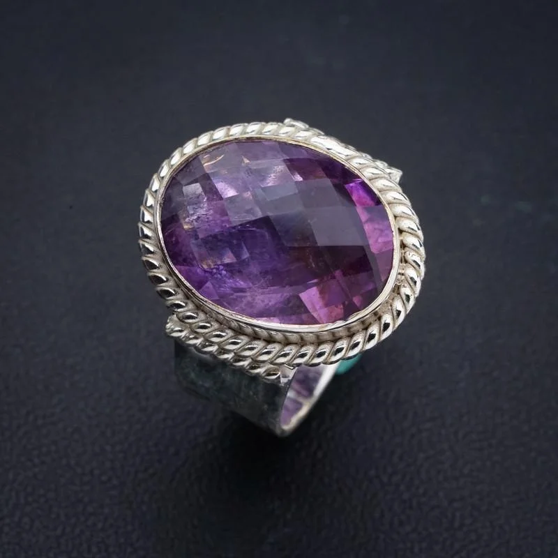 

StarGems Natural Amethyst Handmade 925 Sterling Silver Ring 6.25 E9241
