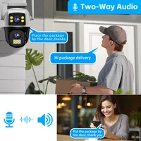 Caméras IP PTZ de surveillance extérieure sans fil WiFi avec détection humaine, double objectif, double écran, carte SIM 4G, 8MP 4