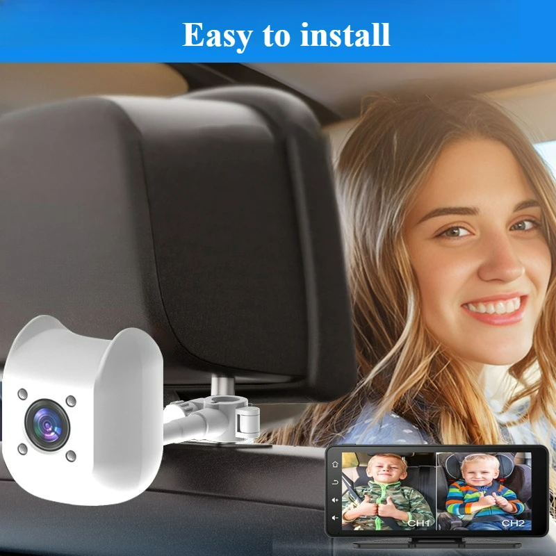 Monitor per Sedile Posteriore Auto con Display AHD HD da 6,86 Pollici, Visione Notturna, Monitor di Sicurezza per Bambini sul Sedile Posteriore - immagine 3