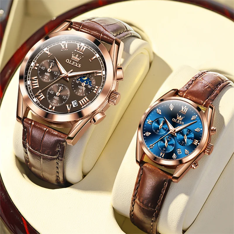 2024 New OLEVS Top Brand Lovers' Quartz Men Watch Women Valentine Gift Clock Watches Ladies Waterproof Wristwatch Reloj