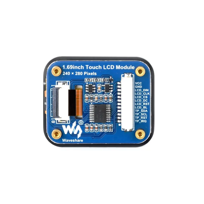 터치 패널이 있는 원형 LCD 디스플레이 모듈, 마이크로 LCD 디스플레이, 240 × 280 해상도, IPS, SPI 및 I2C 통신, 1.69 인치