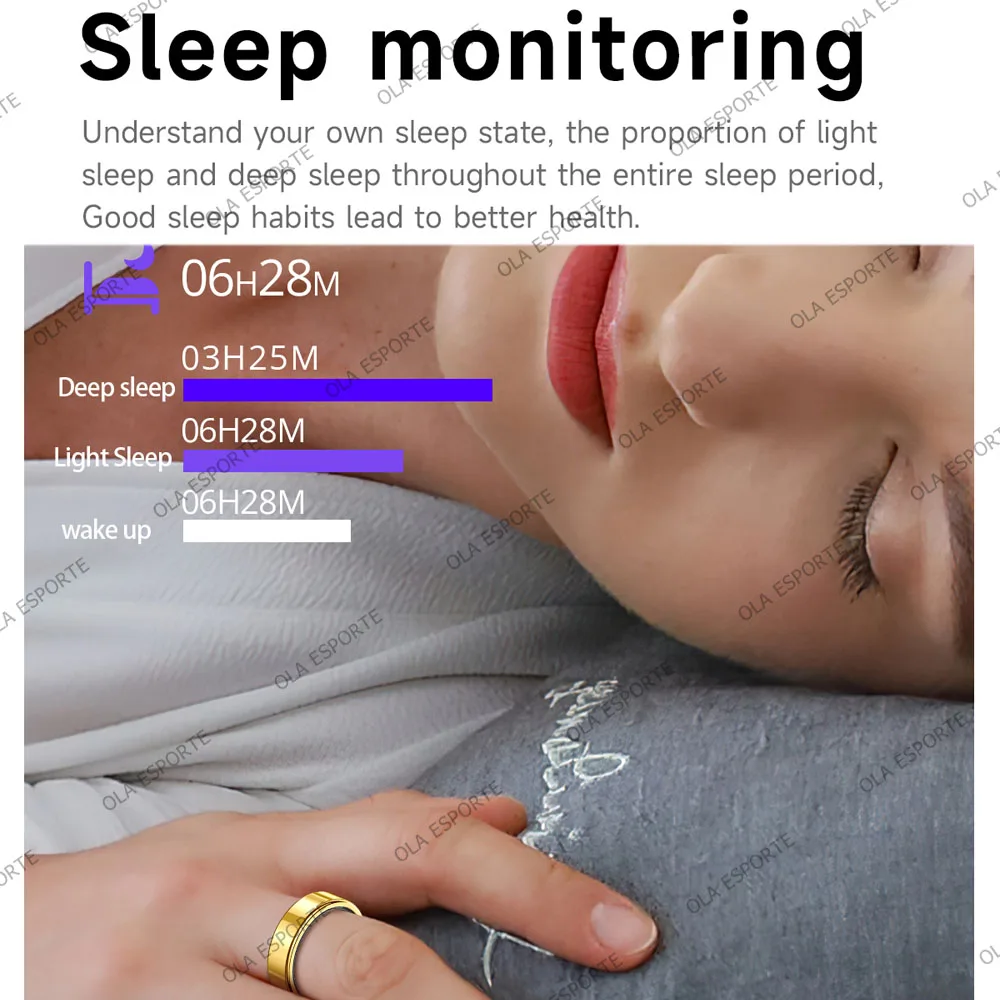 New Smart Ring Men Women, Heart Rate Blood Oxygen and Sleep Monitoring Smartring IP68 & 5ATM Waterproof, Multi-Sport Modes Rings