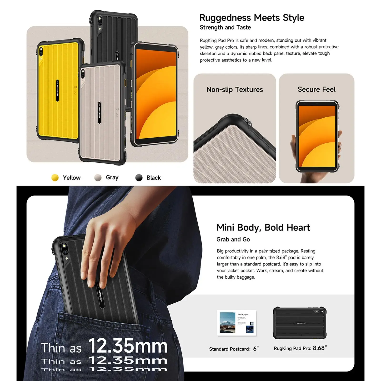 Ulefone Rugking Pad Pro Rugged Tablet PC 8GB+128GB 8.68'' Android 16 7100mAh Battery 16MP Unisoc T7250 Octa Core 4G Tablet PC