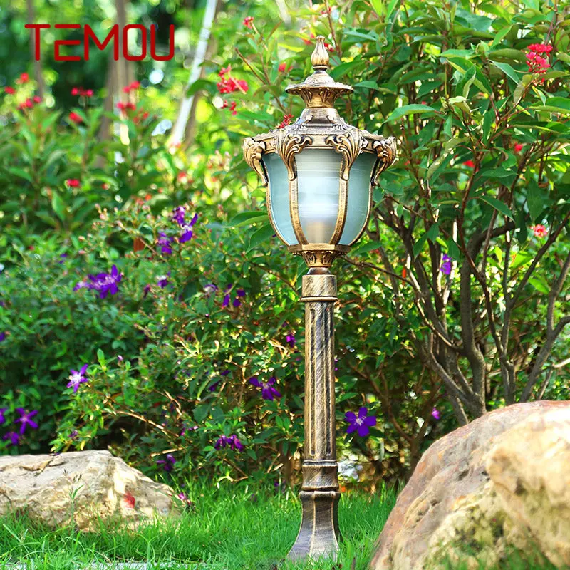 

TEMOU Bronze Outdoor Lawn Light LED Retro Garden Lamp Waterproof IP65 Home Decor for Courtyard Villa Fixture