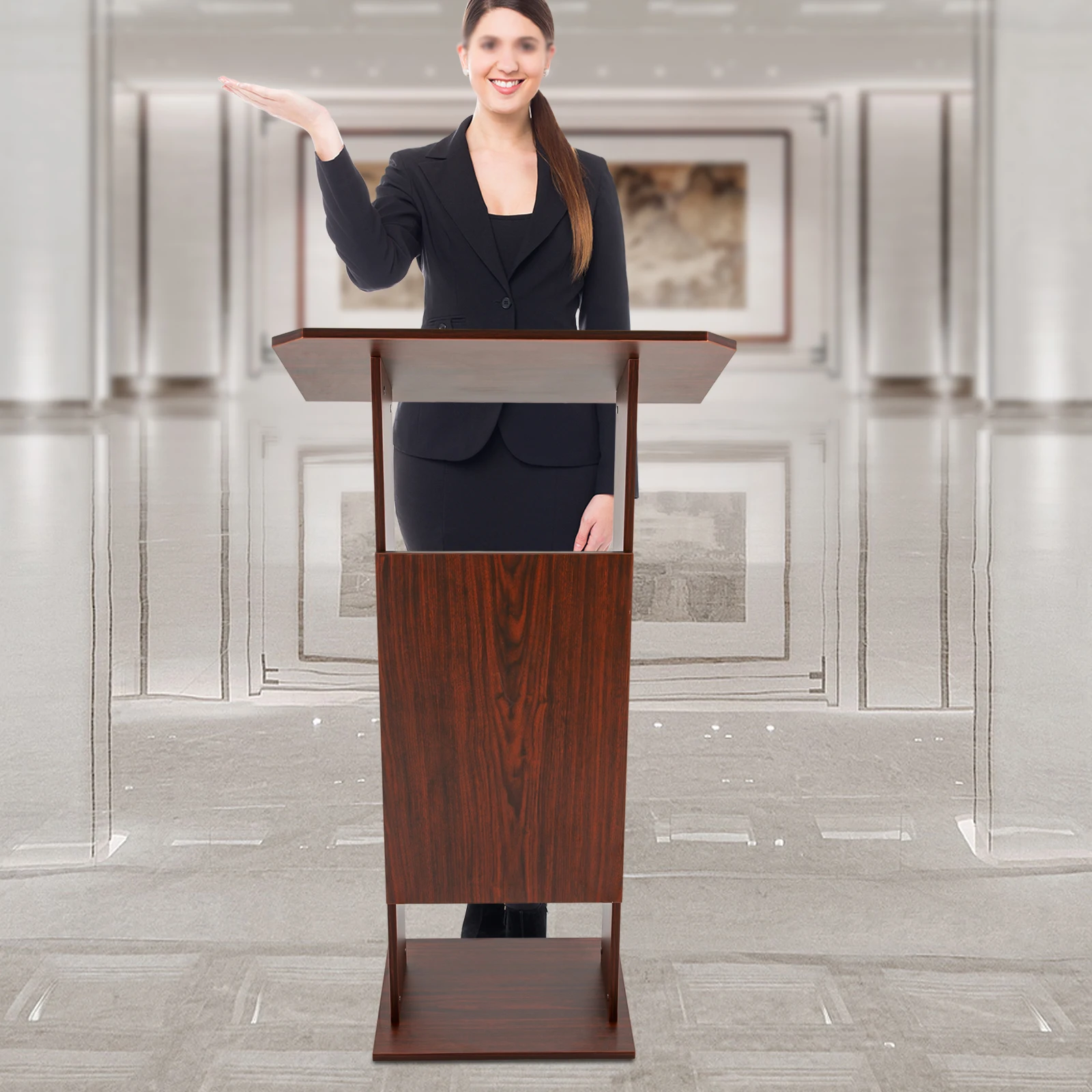 26*15.7&rdquo;*47.7&rdquo; Wood Presentation Standing Conference Presentation Stand