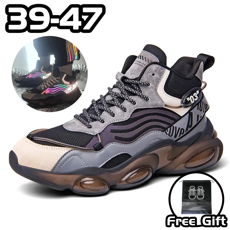 

OEING Autumn Casual Sneakers for Men Men's Shoes Shipping Free Reflective Stripe TPU Sole Non-slip High Elastic Large Size 39-47