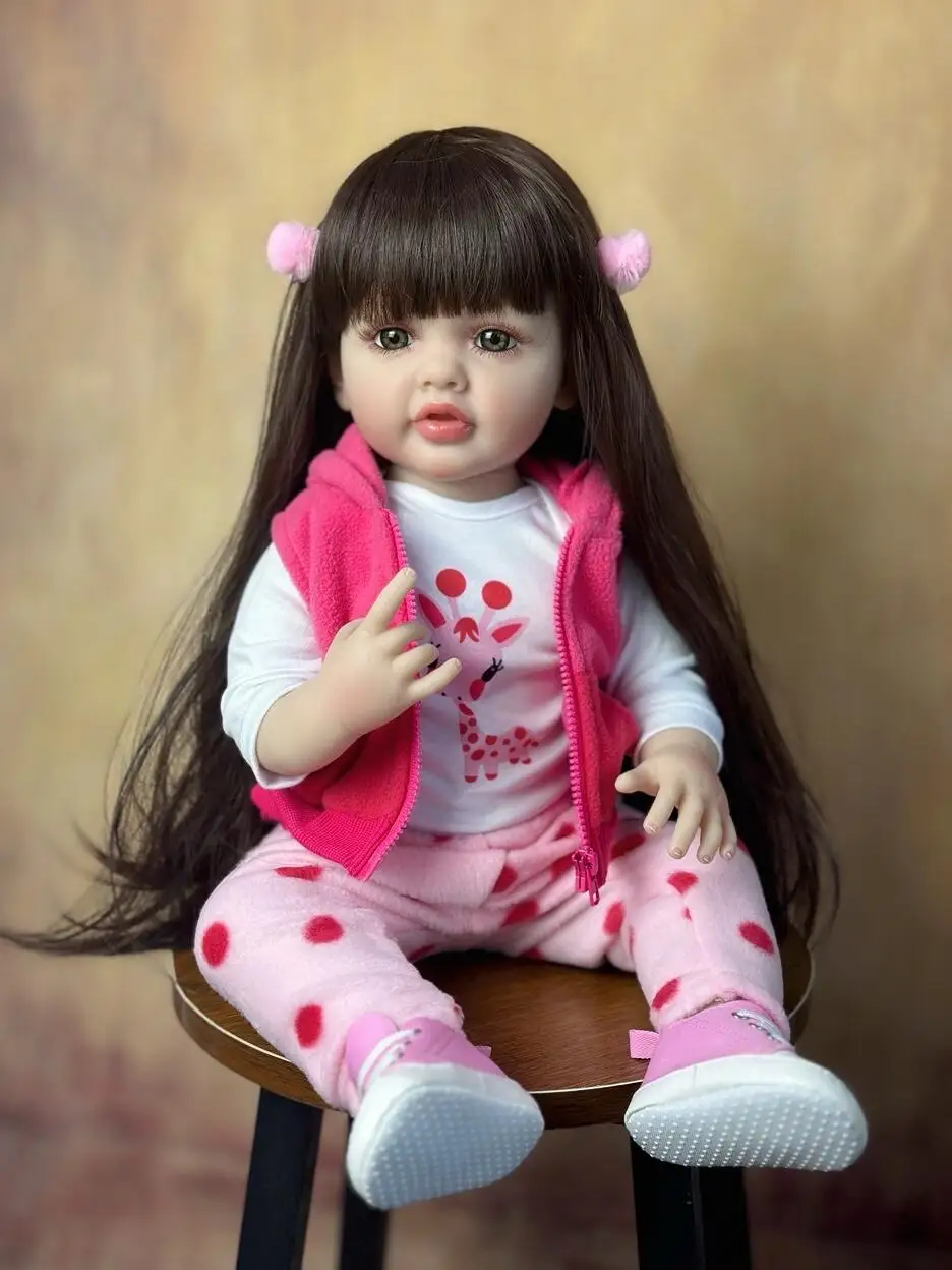 48/55 CM Full Silicone Body Reborn Baby Girl Doll Vinyl Classic Dress Up Birthday Gift Bath Toy 2