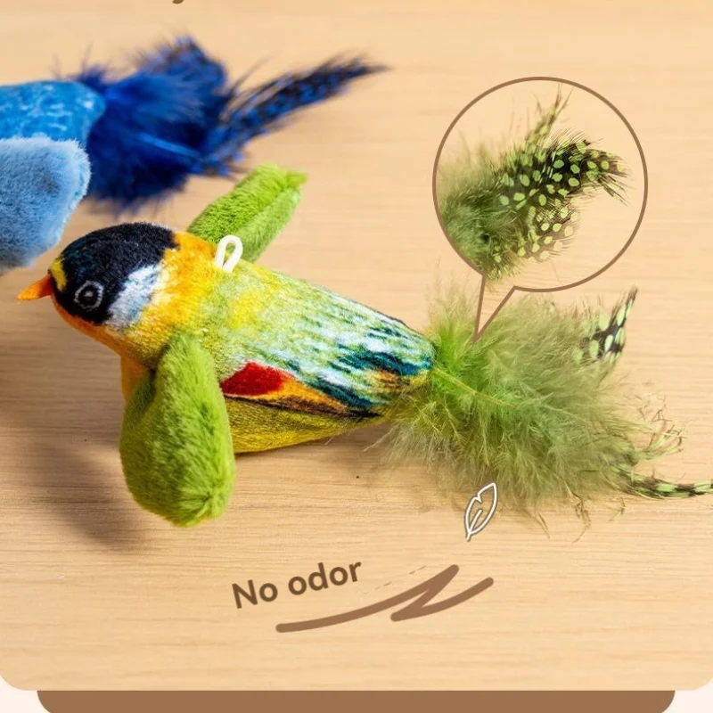 Cat Toys Simulation Bird Interactive Electric Sounding Birds Cat Chew Bite Plush