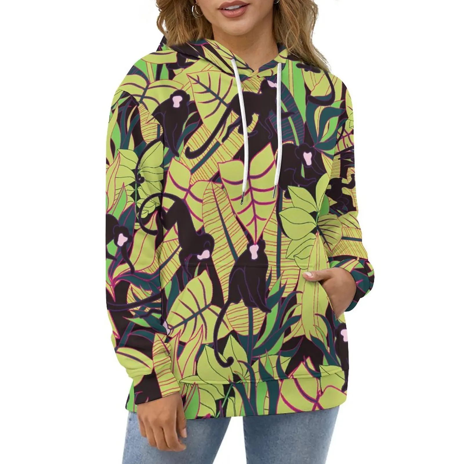 

Cute Monkey Hoodies Animal Print Streetwear Oversized Hoodie Couple Long Sleeve Cute Pattern Casual Sweatshirts