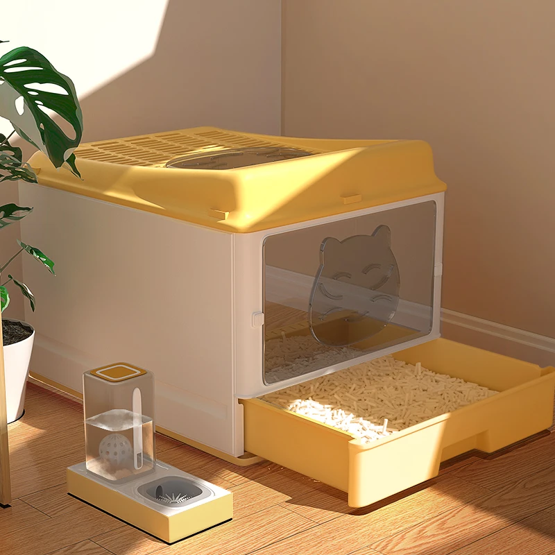 

Bed Toilet Closed Cat Litter Box Sand Bins Bathroom Tray Enclosure Cat Litter Box Stuff Wc Gatos Arenero Pets Products YR50CB