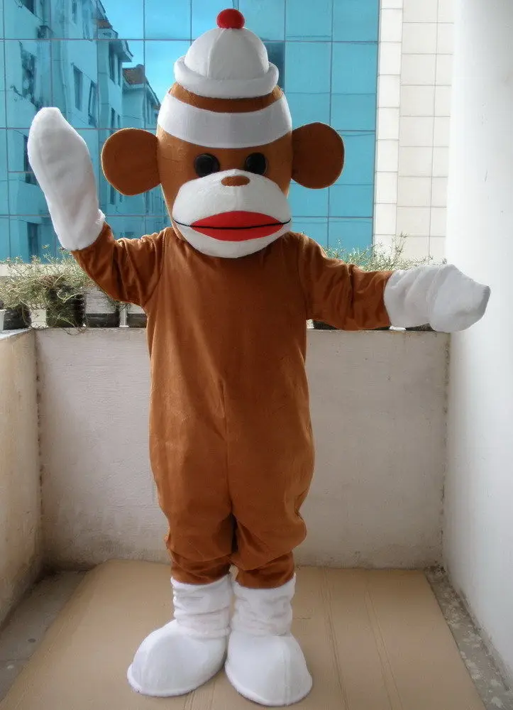 

New Adult Character Sock Monkey Mascot Costume Halloween Christmas Dress Full Body Props Outfit Mascot Costume