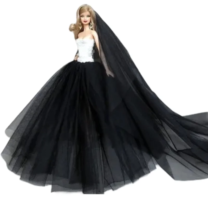 Doll Clothes Doll Dresses Long Tail Evening Gown Wedding Dress +Veil for Barbie Doll Accessories