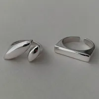 XINYI Silver colour Ring For Women Flat Simple Finger Open Vintage Handmade Ring Allergy For Party Birthday Gift 2