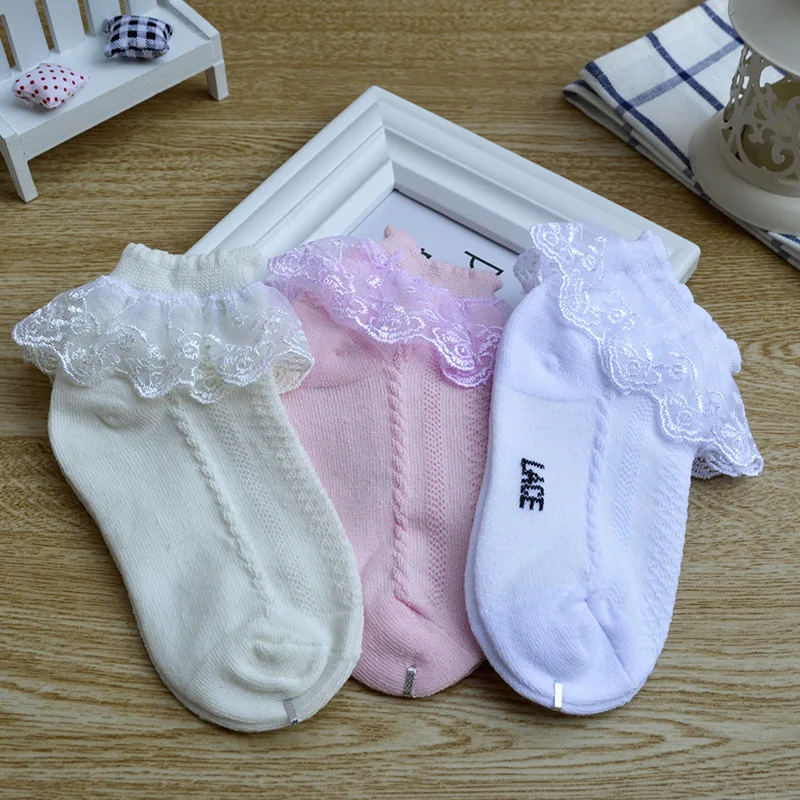 10 Pairs/lot Kids Baby Girls Socks Lace Ruffle Mesh Children Ankle Short Princess Breathable Cotton Pink White Blue Toddler Sock