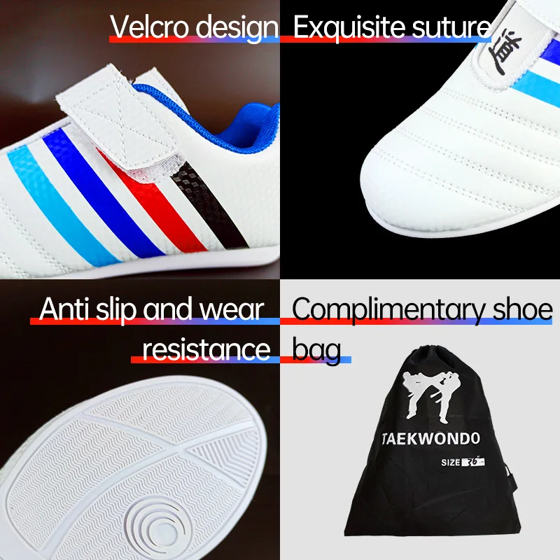 RainbowTaekwondo Training Shoes Indoor Anti Slip Children's Taekwondo Shoes Kickboxing Kung Fu Tae Kwon Do Martial Arts Sneaker