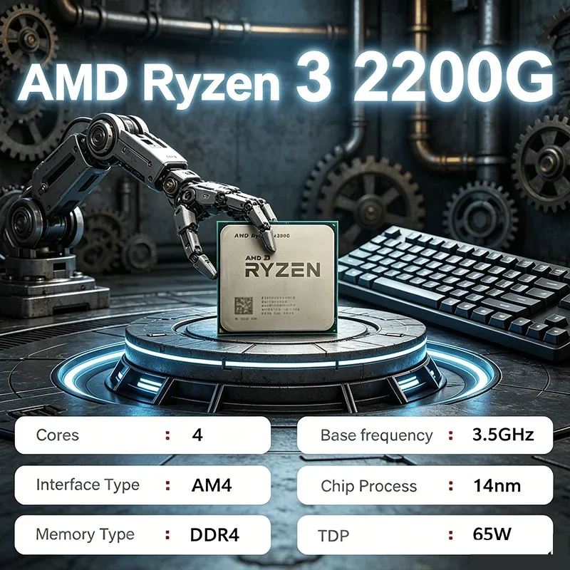 AMD 라이젠 3 2200G 프로세서 4코어 4스레드 3.5GHz 기본 속도 3.7GHz 최대 부스트 속도 AM4 소켓 L3 캐시 14nm 65W TDP 라데온 베가 8 그래픽