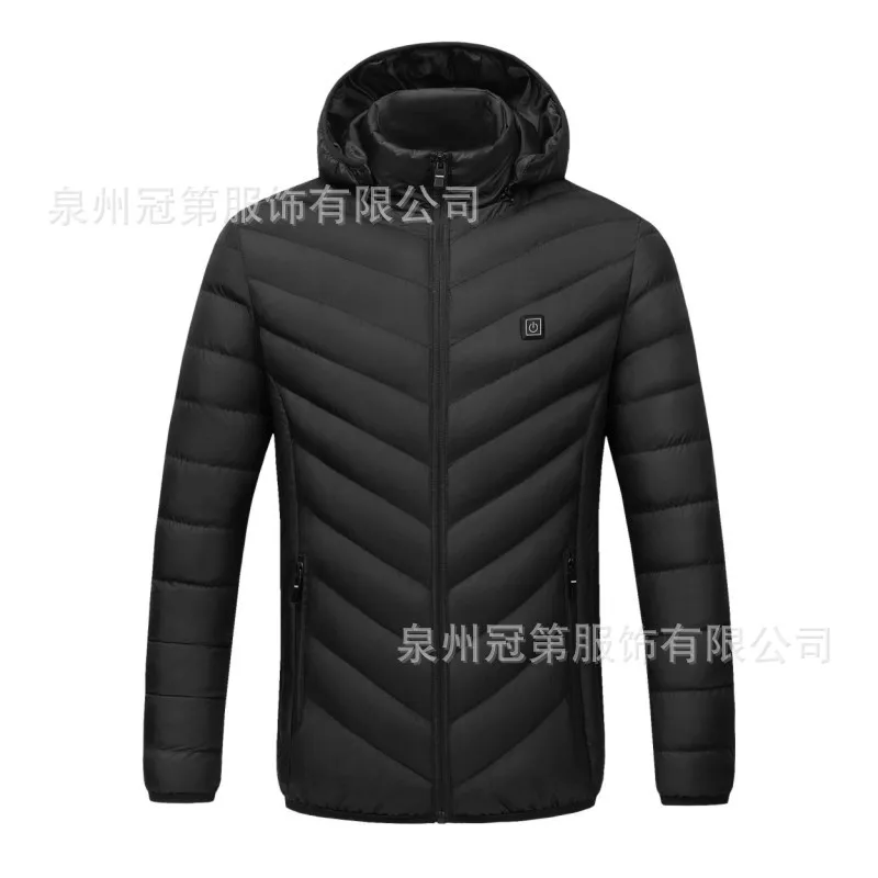 Autumn Winter Heated Smart Constant Temperature Unisex WearUSB Heated Cotton-Padded Coat Solid Color Hooded Warm Cotton Coat