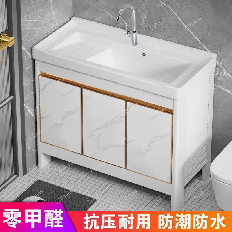 ~Balcony integrated basin, laundry basin with washboard, floor-to-ceiling rock slab, ceramic wash basin