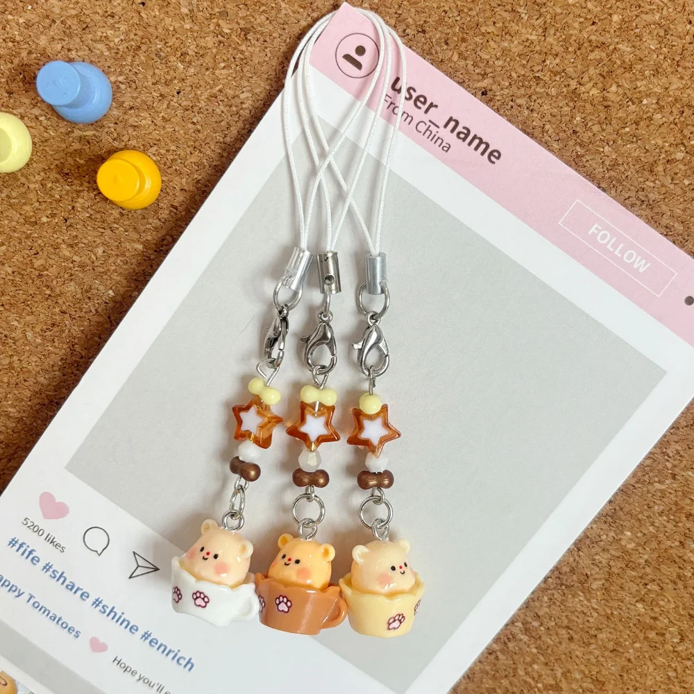 작은 곰 열쇠고리 귀여운 곰 펜던트 끈 열쇠고리 창의적인 장식 열쇠고리 키 휴대용 전화 끈 휴대폰
