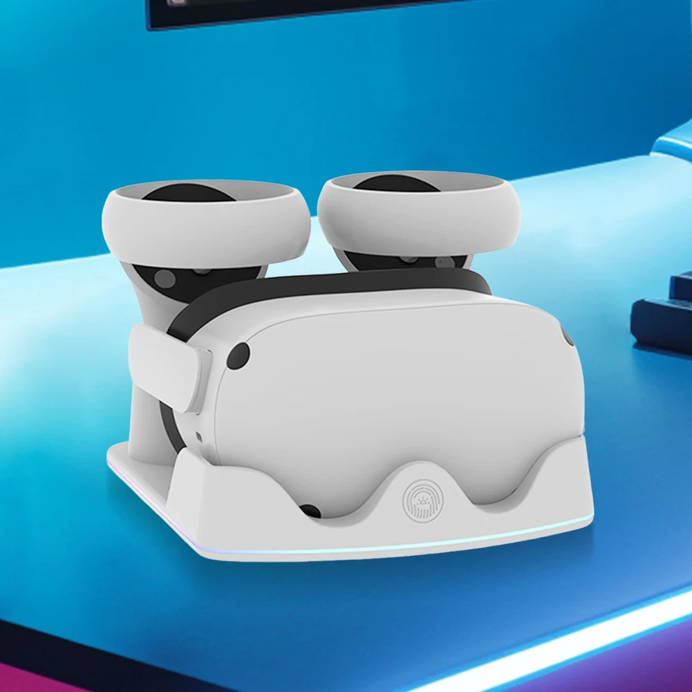Charging Dock for Meta Quest 3S VR Charging Station W/ RGB Light Stand Headset Display Stand and Controller Mount vr battery charger station vr stand