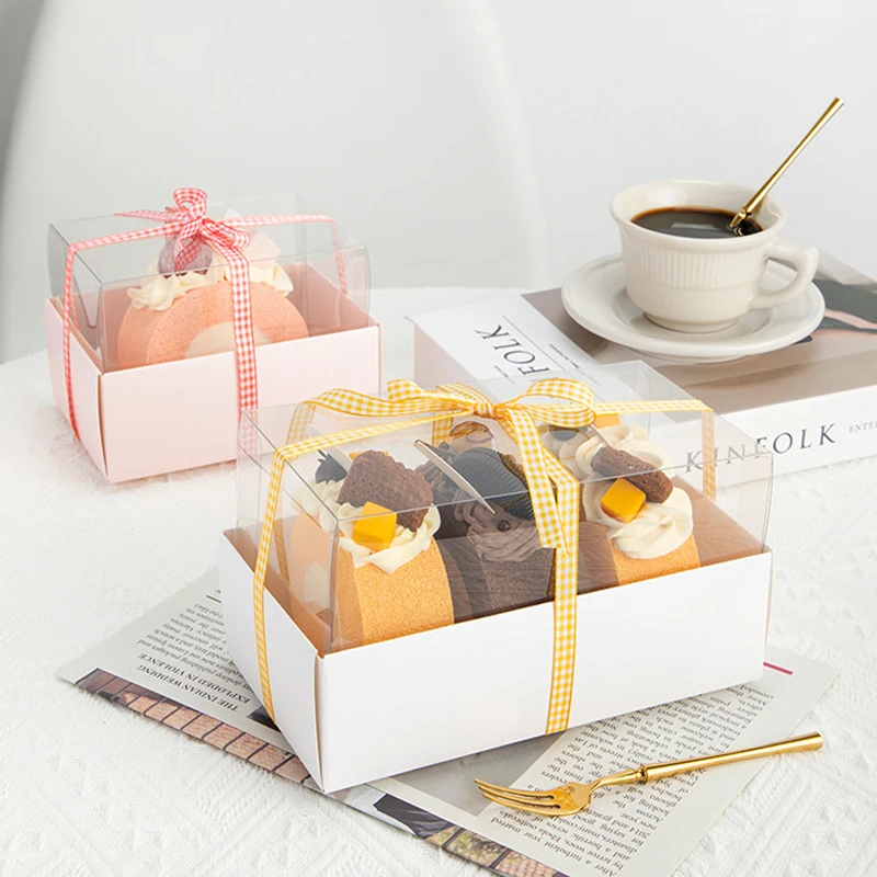 10pcs Transparent Plastic Cake Boxes for Macarons, Swiss Roll, Desserts, Candy, Jewelry... - SKU TPCB1151 - UGI Packaging
