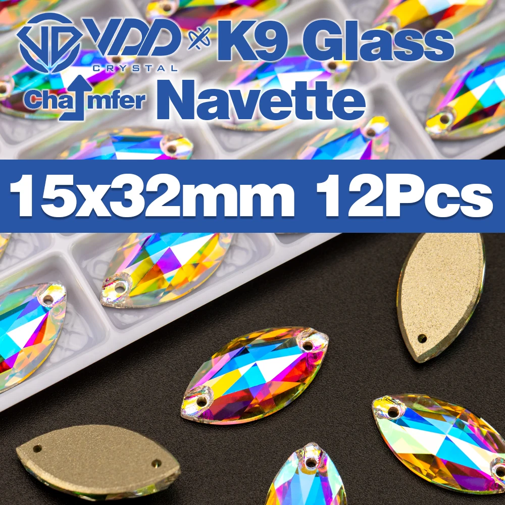 Premium K9 Glass Sew-On Rhinestones - Top Quality Crystal AB Flatback Stones for Clothing and Wedding Accessories