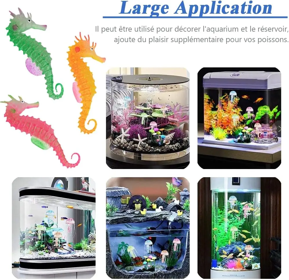 Fish Tank Ornaments Fish Tank Decorations Aquarium Ornaments Mini Landscape Ornaments Glow in Dark Luminous Seahorse Aquarium Decorations for Fish Tank Silicone Seahorse Underwater Landscape Ornament Decoration
