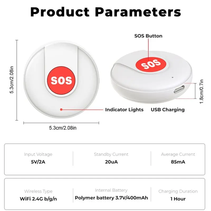 B68C Tuya 스마트 Wifi SOS 버튼 3Pcs 노인 어린이를위한 무선 비상 보안 경보 공황 장치 안전 스마트 라이프 원격