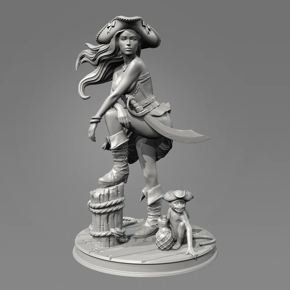 남자의 높이 38mm 50mm 75mm 수지 모델 키트 캐리비안 여성 전사 무색 및 자체 조립 (3D 인쇄)TD-7475/3D