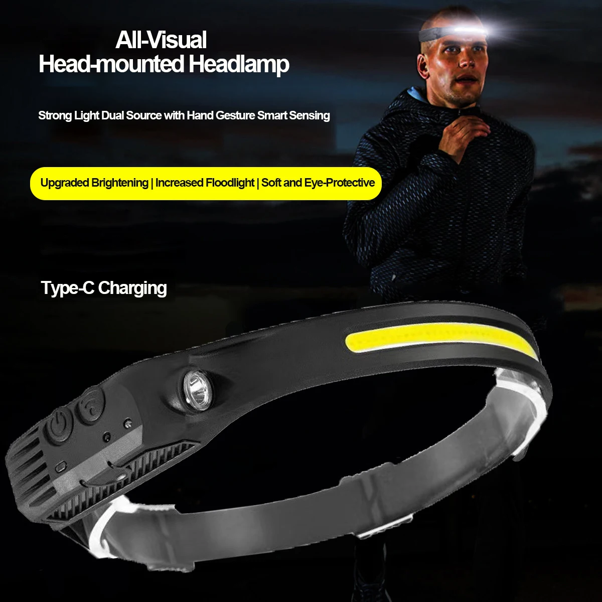 LED Portable Headlamp Sensor Lithium Battery Rechargeable Waterproof High Power Cap Light Hiking Fishing Camping Head Flashlight