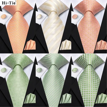 Cravatte da uomo Hi-tie Tinta unita a pois a righe 8,5 cm Jacquard Cravatta Accessori Abbigliamento quotidiano Cravatta Regalo per festa di nozze Set da 3 pezzi 1