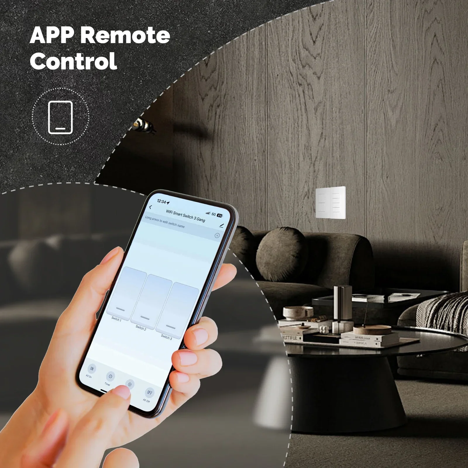 مفتاح جدار ذكي واي فاي، لمسة زجاجية