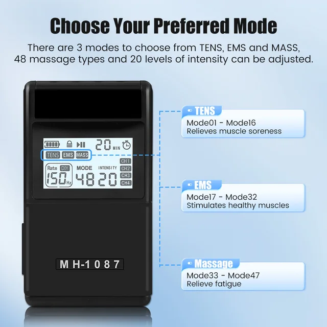 4-Channel Rechargeable TENS Unit EMS Muscle Stimulator for Back, Shoulder, Leg & Arm Pain Relief - Professional Massage Machine 5