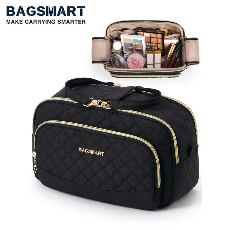 BAGSMART Makeup Bag Large Cosmetic Bag Organizer Portable Makeup Case