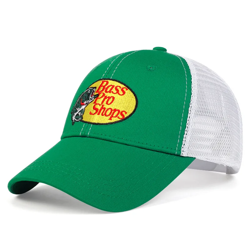 Fashion casual Baseball Cap Travel Perch Cap Bass Pro Shops Men's Embroidery Hip-Hop Cap Sun Visor Adjustable Trucker Mesh Cap 6