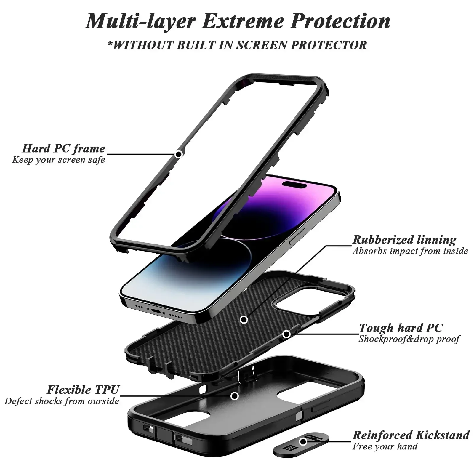 Anti-Shock Durable Case with Protective Kickstand Cover