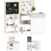Kids Table and Chair Set,3 in 1 Kids Art Table and Chair Set with Storage Shelves,Toddler Table and Chair Set for 3-8 Year,White 1