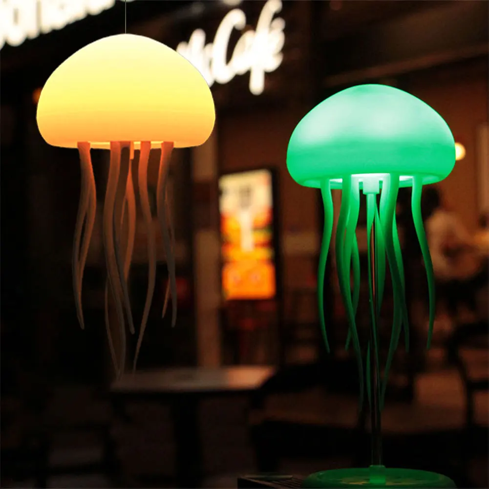 RGB Gradient Jellyfish Atmosphere Bedside Lamp Rechargeable Desk Lamp with Dancing Legs and Touch Sensor Voice Control 5