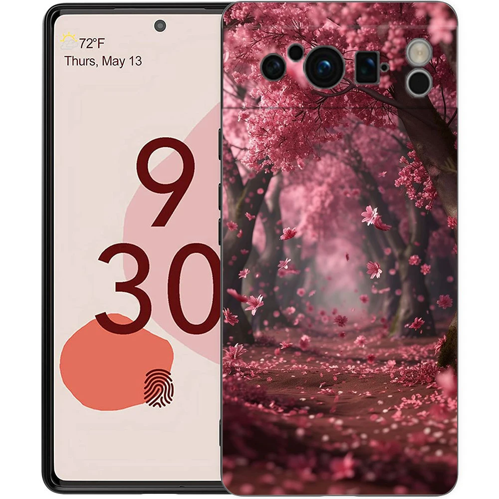 Pink Spring Cherry Blossoms Shockproof Silicone Phone Case Cover
