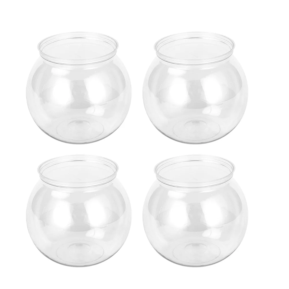 4Pcs Household Goldfish Bowls Transparent Fish Bowls Decorative Fish
