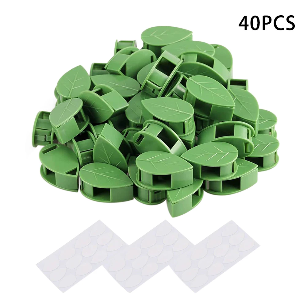 

40pcs Reusable Garden For Climbing Plants Vine Support Tool Clamp Plant Clip Leaf Shape Self Adhesive Grow Upright Branch Fixing