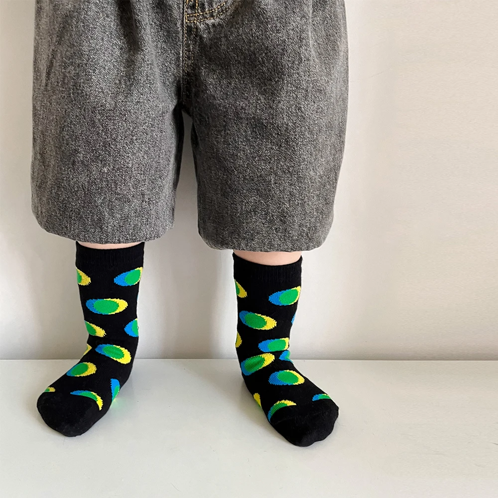 

3 Pairs Lots Kids Cotton Long Socks Young Children Toddlers Girls Boy Baby Infant Funny Cute Kawaii Knee High Socks With Print