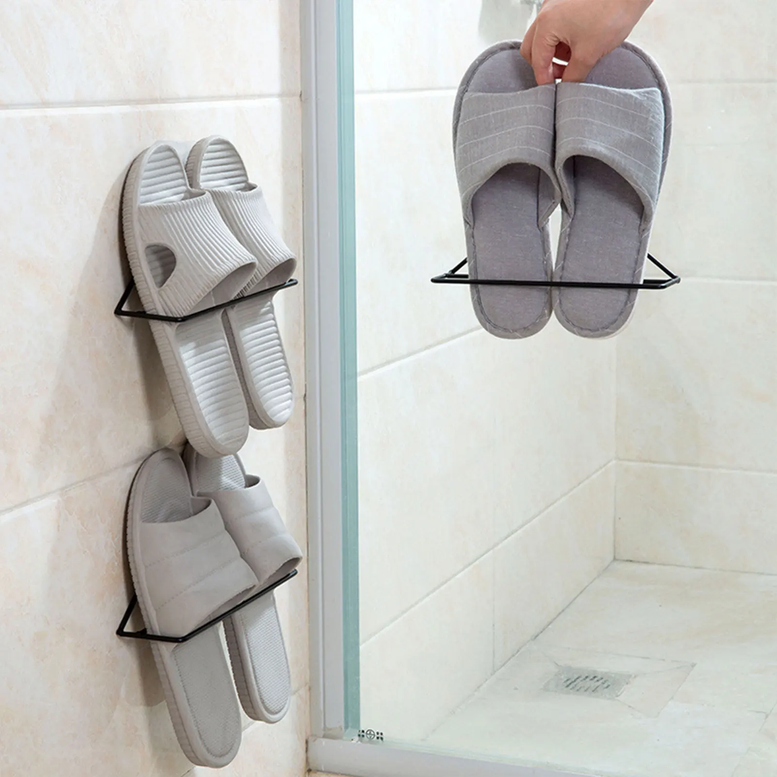 Slippers Rack Metal Slipper Hanging Stands Self Adhesive Stable Slipper Holders For Home Gym Office Hotel